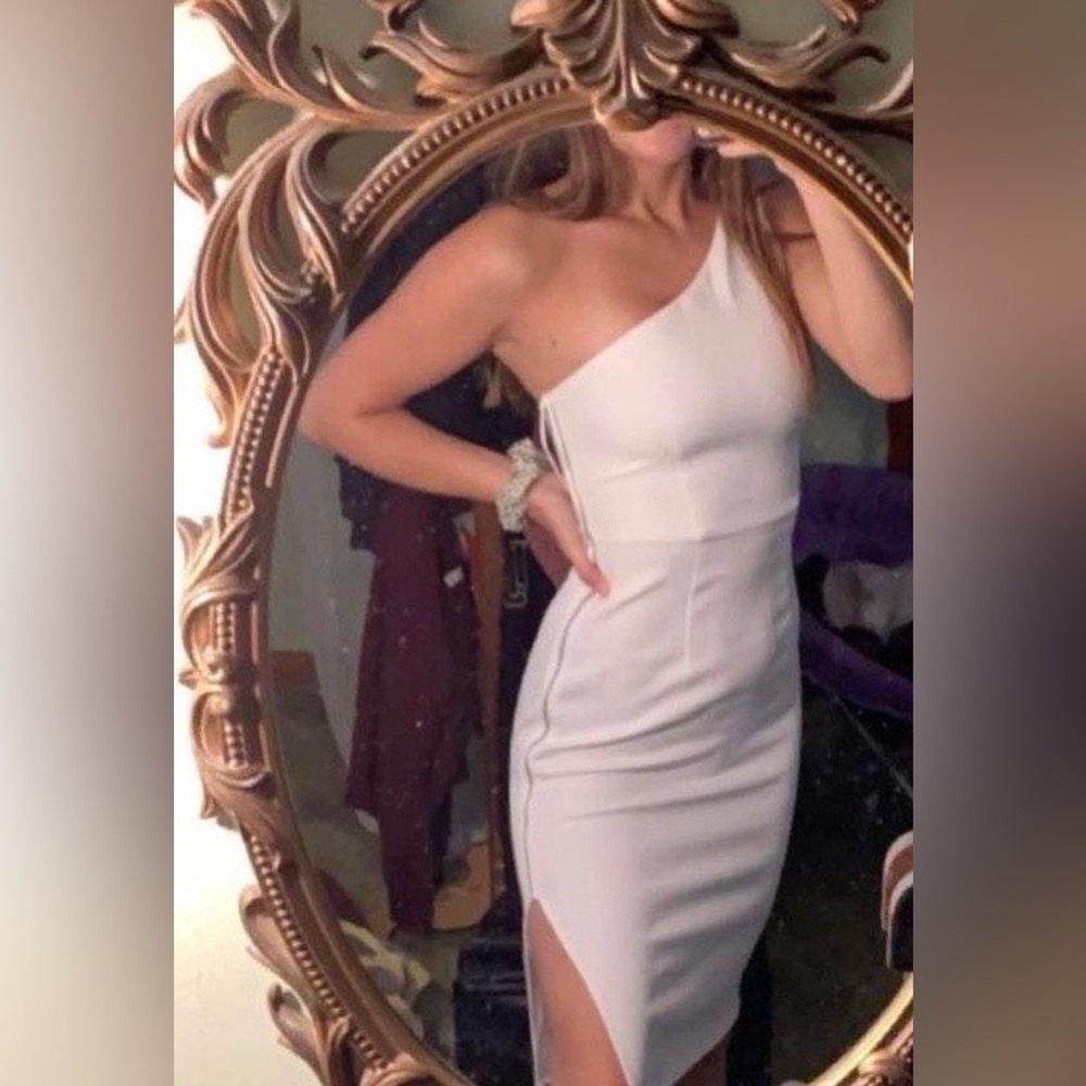 EXPRESS white one shoulder cocktail dress